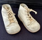 Vintage Edwards White Leather Baby Toddler Shoes 1966 With Shoestrings