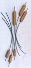 Set Of 2 Vintage Mid Century Mcm Cattails Wood   Black Metal Wall Decor Wheat