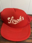 Vtg 70s 80s Strohs Beer Red Trucker Hat Snapback Foam 