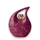 New Burgundy   Gold Leaf Vine 10   Teardrop Cremation Urn For Human Ashes Earns