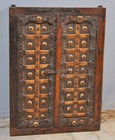 Antique Wooden Large Wall D  cor Window Panel Frame Original Old Fine Metal Work