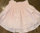 Happy Heart Pink Ruffle Mini Skirt Floral Elastic Waist Small Made In Usa