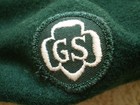 Vintage 1960 s Girl Scout Beanie Beret Wool Cap Trefoil Logo