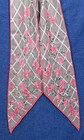 Vintage Vera Taupe White Lattice Red Roses Silk Pussy Bow Scarf 8x66 