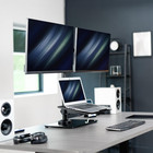 Computer Monitor And Laptop Mount Dual Vesa Adjustable Stand With Glass Base For