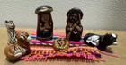 Hand Painted Miniature Ceramic Nativity Set 6 Mary Joseph Baby Jesus Cow Donkey