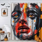 1pc Waterproof Shower Curtain Abstract Portrait Art Pattern For Bathroom Decor