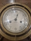 Antique Ship s Wheel Solid Brass Nautical Marine Mantle Clock Wood Beveled Glass