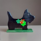 Vintage Handpainted Wooden Christmas Scottie Dogs Decorations Set Of 2