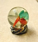 Vintage 6 Vein 3 Color Japanese Yasuda Cats Eye Marble In Lt  Olive Clear Glass 
