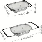 Stainless Steel Over Sink Colander Basket W Expandable Handles 6qt Mesh Strainer