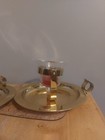 Vintage Brass   Glass Hand Held Wall Sconce Two-way Finger Candle Holder