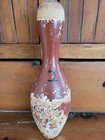 Primitive Wood Vintage Bowling Pin Painted 15  Distressed Red Brown