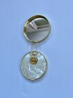 Vintage Japan Celluloid Pearl Cream Gold Double Mirror Vanity Standing Compact 