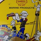 Vintage Shell Gasoline Sign - Use Coupon Code On Porcelain Popeye Gas Sign