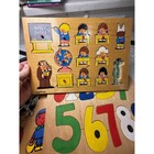 Vintage Simplex Toys Wooden Peg Puzzle Lot School Farm 3 Boards Complete