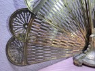Vintage Victorian Cameo Gold Brass Fireplace Screen Cover Peacock Fan Folding