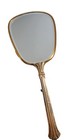 Vintage Hand Held Vanity Mirror   Floral Lace Design Pink   Gold   13 In