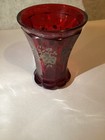 Vintage Bohemian Czech Amber  Glass With Floral Pattern Lendl Estate 5   