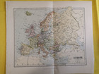 1877 Europe Vintage Large Geographical Map Orig  Double Sided 12 5 X 10 5  C13-1