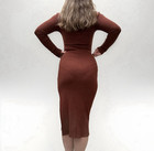 Wild Fable Brown Long Midi Bodycon Sweater Dress Square Neck Small