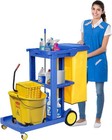 Commercial Janitorial Cart  3-shelf Housekeeping Cart With 22 Gallon Vinyl Bag