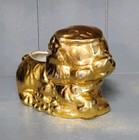 Vintage Gold Ceramic Dog Planter Cocker Spaniel Puppy French Beret Succulents 