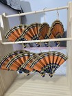 Vintage Lot Of 8 Japan Elegant Cardboard Hand Fans Christmas Tree Ornaments Euc