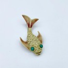 Vintage Har Figural Gold-tone Enamel Fish Koi Pin