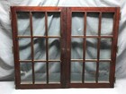 Vintage Pair 9 Lite Glass 20x32 Birch Mission Book Case Cabinet Windows 1129-24b