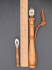 Set Of 2 Vintage Church Key Style Wood Handled Bottle Can Openers