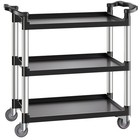 Utility Cart 500 Lbs Load Capacity 3-tier Plastic 360   Swivel Wheels  2 Brakes 