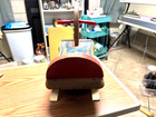 Vintage Spotty chris 1950 s Childs Wooden Rocking Horse Toy Red Blue Usa