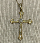 Christmas Sale Moissanite Cross Pendant Solid 14k Yellow Gold 1 20 Ct Round Cut