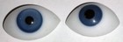 Antique Small Hand Blown Glass Doll Eyes Pair Blue Lausha Germany