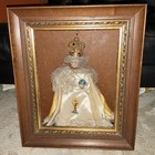 Antique Infant Of Prague Shadow Box Alter Shrine Catholic Religious Art Vintage
