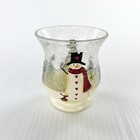 Yankee Candle 2011 Christmas Snowman Snow Crackle Glass Votive Holder