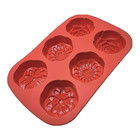 Tupperware Muffin Silicone Baking Form Mold Flowers Red Rare Nos