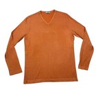 Gran Sasso Men s Wool V-neck L s Pullover Sweater Orange     Italy     Large
