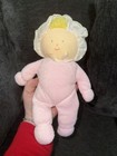 Vtg Eden Pink Terry Cloth Baby Doll Plush Blonde Hair Blue Eyes Bonnet Lovey