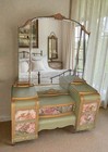 Stunning Sage-green Art Deco Vanity With Large Mirror