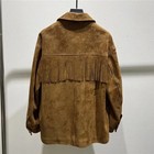 Men  Vintage Western Fringe Suede Leather Jacket Rodeo Boho Festival Coat Cowboy
