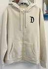 L Disneyland Beige Rhinestone Bedazzled Crystal Mickey Zip Up Hoodie Sweatshirt