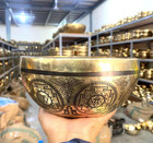 9 Inches Seven Chakra Yogi Carved - Tibetan Handmade Sound Healing Singing Bowl