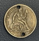 Love Token On Silver Seated Dime     Great Artistic Engraving
