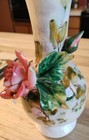 8  White Bud Vase With 3d Rose Porcelain Vintage