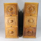 Singer Sewing Machine Cabinet Drawers Pair Carved Wood Side Table Vintage