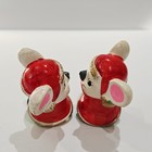 2 Vintage Santa Claus Mouse Mice Ceramic Candle Huggers Figurine Christmas Cute 