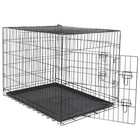 42  Dog Crate Kennel Folding Metal Pet Cage 2 Door With Tray Pan Indoor Durable