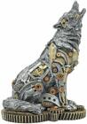 Ebros Steampunk Silver Alpha Wolf Howling Statue With Gears Base 7 5 h Figurine